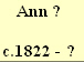 Ann ?

c.1822 - ? 